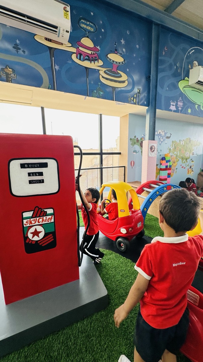 Kids enjoying play equipment